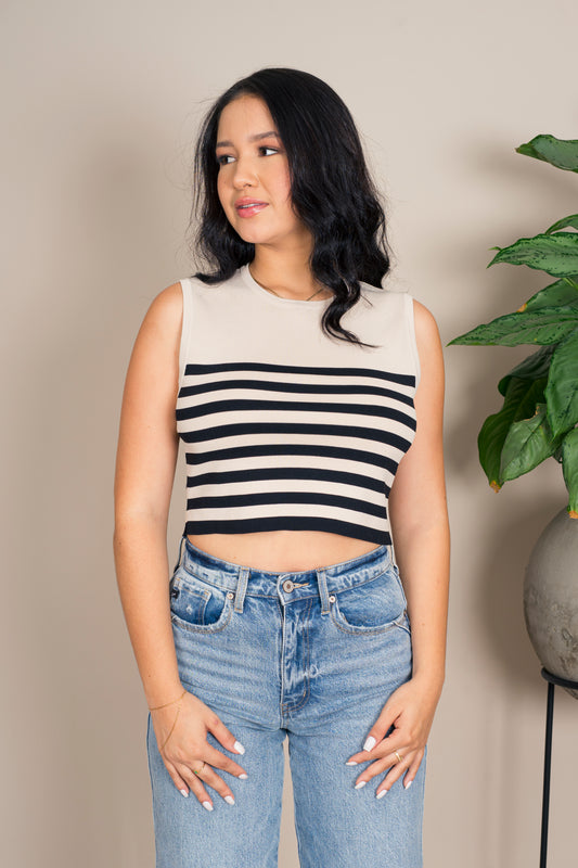 Crop Top Manga Siza Rayas