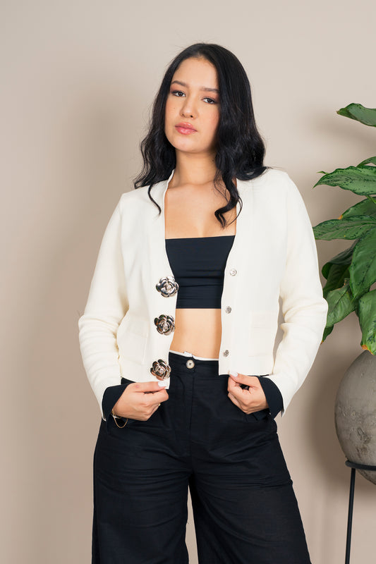 Chaqueta Boton Flor